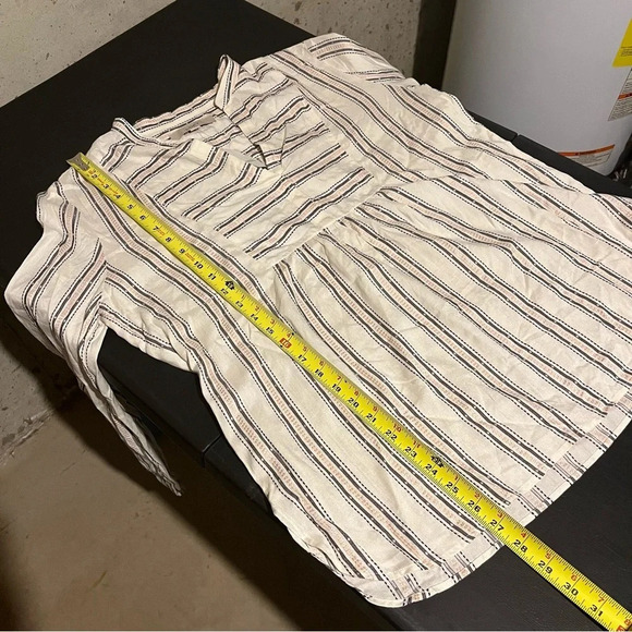 LOFT Blouse NWT Womens Medium White Striped Rayon Balloon Sleeve V Neck - Picture 11 of 11